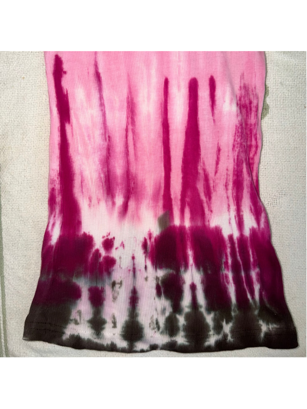 NOS Vintage Y2K Women's Large Heart Soul Pink Dk Gray Tie Dye Tank Top - Picture 3 of 7